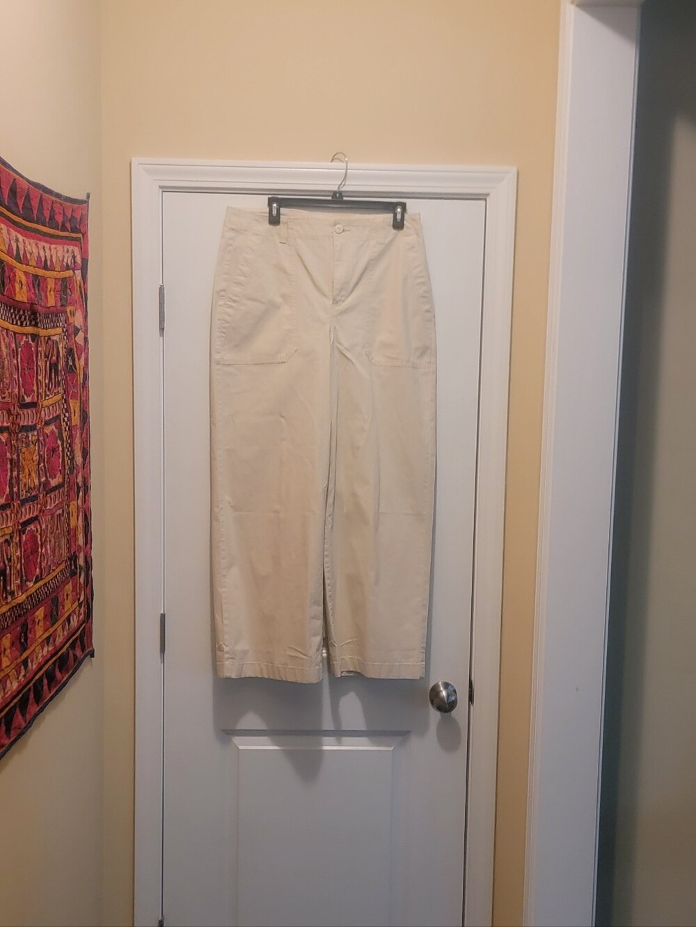 LL Bean wide leg khaki pants size 12